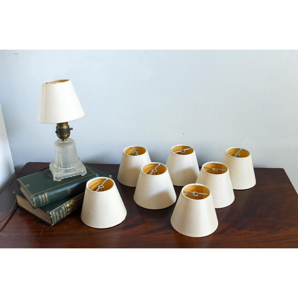 Set of 8 Vintage Cream fabric Chandelier Lampshade Clip On Candle Bulb Shades